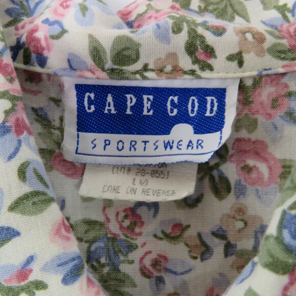 1980s Vintage Floral Blouse Long Sleeve Button Up Collared Top Cottage Medium - Picture 5 of 6